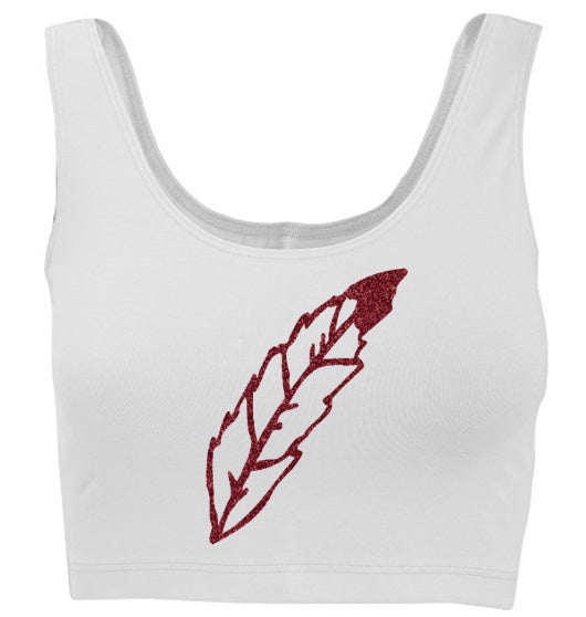 Glitter Feather Tank Crop Top (Available in Two Colors)