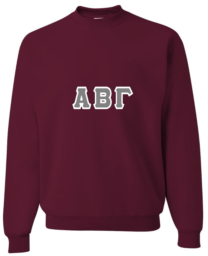 Custom Double Color Greek Letter Crewneck (Available in 22 Colors)