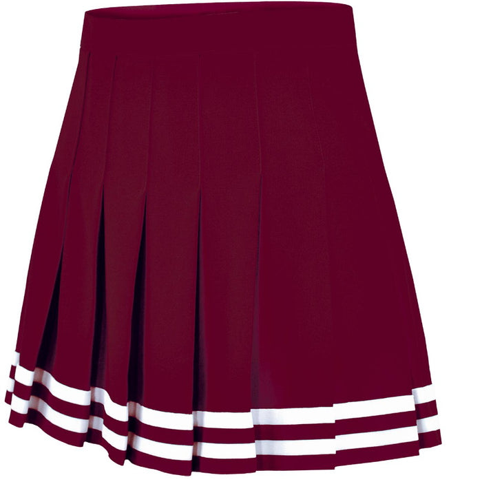 Maroon Knife Pleat Cheer Skirt