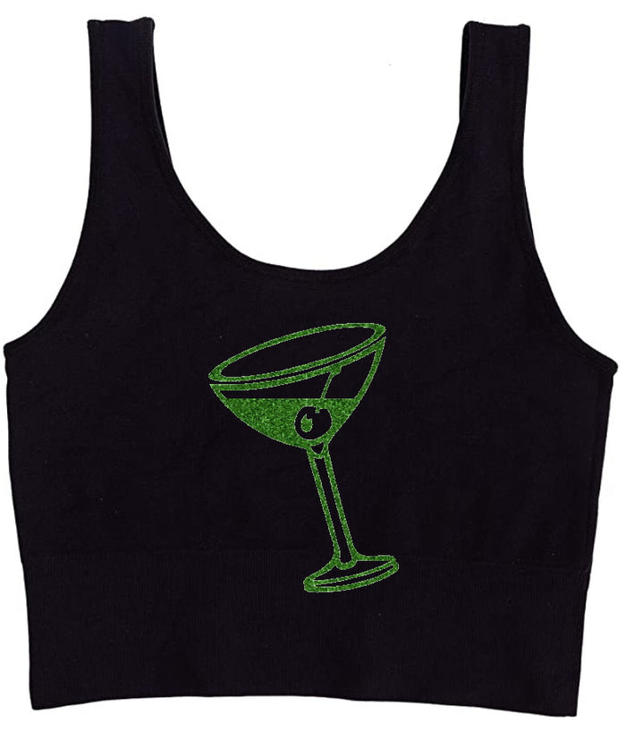 Martini Me! Glitter Seamless Tank Crop Top (Available in 2 Colors)