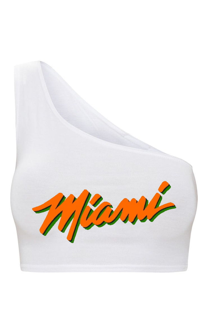Script One Shoulder Ribbed Crop Top (Available in Two Colors)