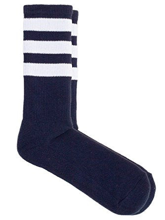 Navy & White Knee High Tube Socks