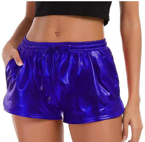 Navy Blue Metallic Draw String Shorts