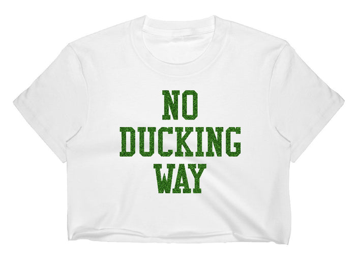 No Ducking Way Glitter Raw Hem Cropped Tee (Available in 2 Colors)