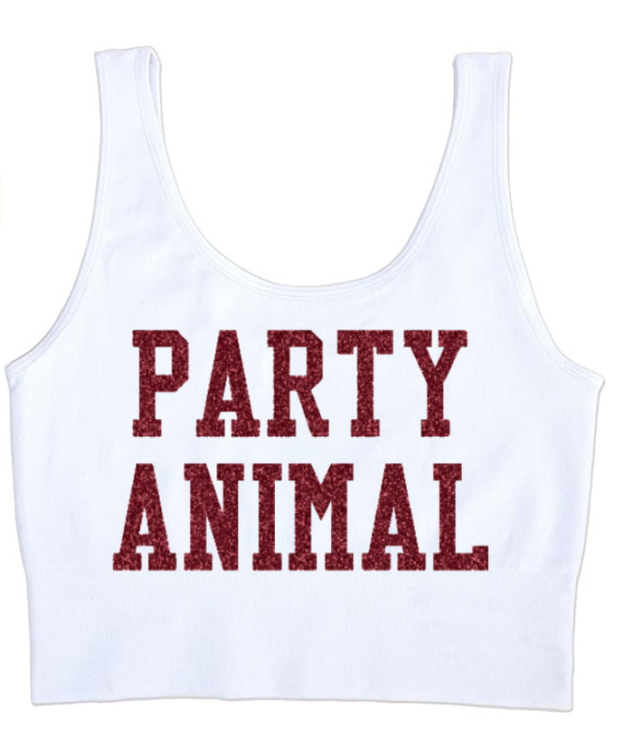 Party Animal Glitter Seamless Tank Crop Top (Available in 2 Colors)