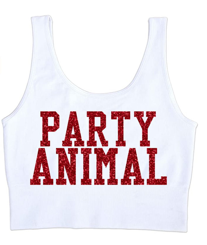 Party Animal Glitter Seamless Tank Crop Top (Available in 2 Colors)