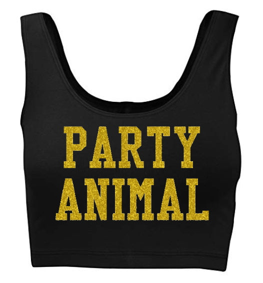 Party Animal Glitter Tank Crop Top (Available in Two Colors)