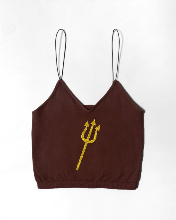 Pitchfork Glitter Seamless Skinny Strap Crop Top (Available in 3 Colors)