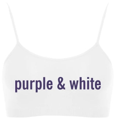 Purple & White Seamless Spaghetti Strap Super Crop Top (Available in 2 Colors)
