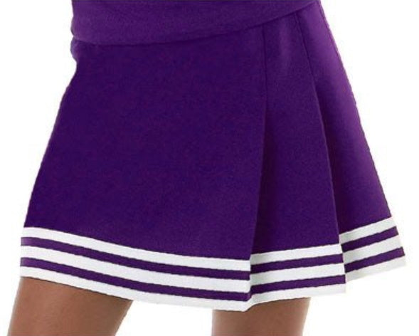 Purple & White Three Pleat Cheer Skirt