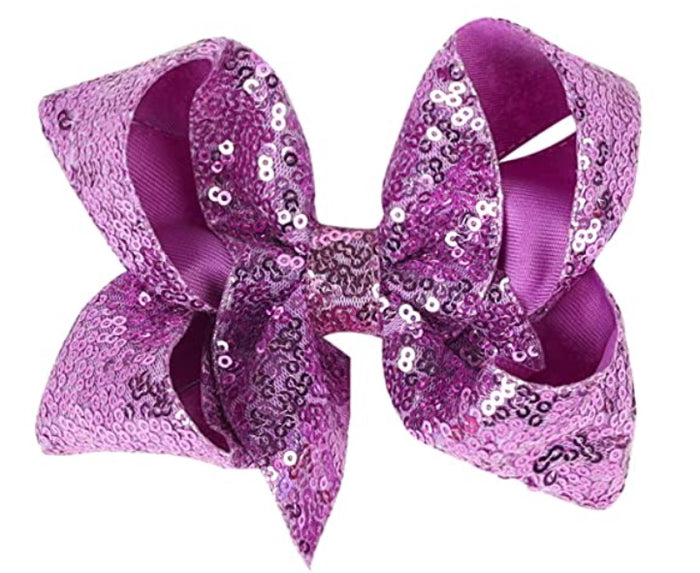 Purple Sequins Hair Bow
