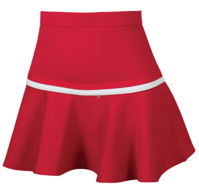 Red Skater Style Cheer Skirt with Contrast Stripe