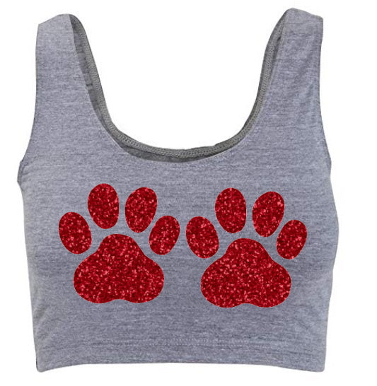 Double Trouble Glitter Paws Tank Crop Top (Available in 3 Colors)