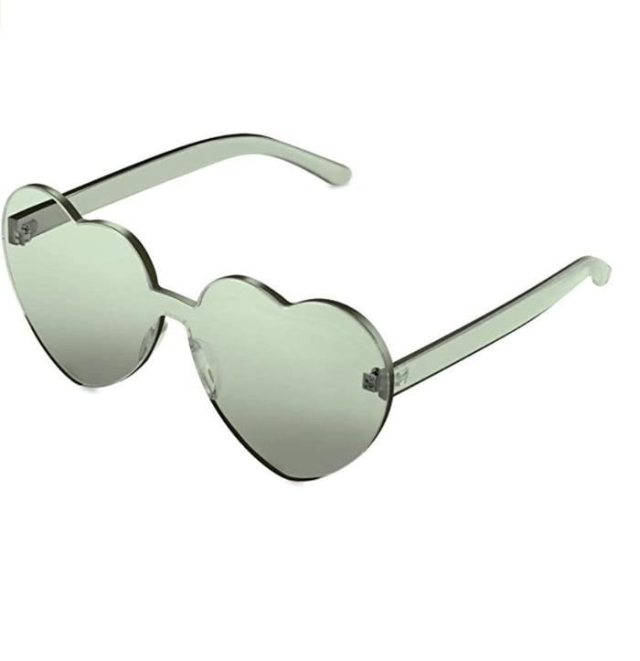 Moss Green Heart Shaped Sunglasses