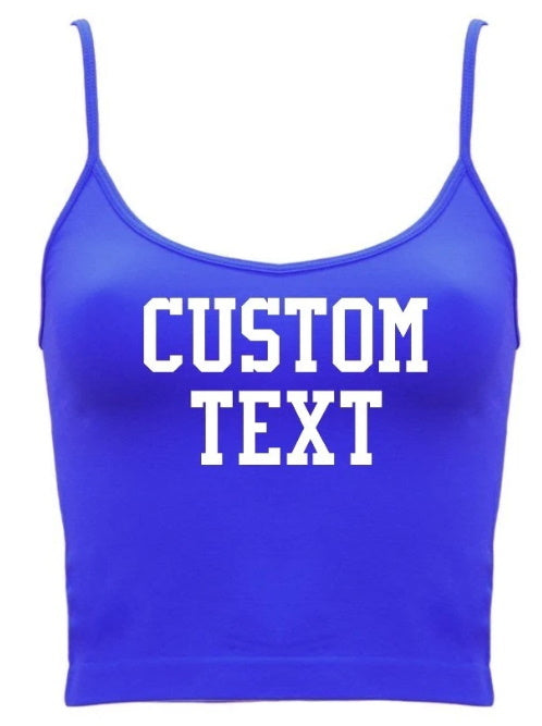 Custom Single Color Text Royal Blue Seamless Crop Top