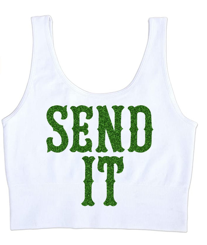 Send It Glitter Seamless Tank Crop Top (Available in 2 Colors)