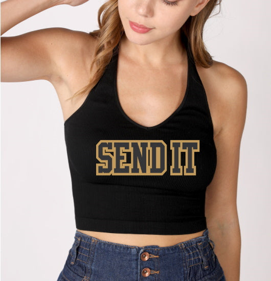 Send It Seamless Ribbed Halter Crop Top (Available in 2 Colors)
