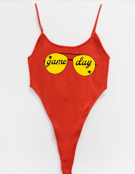 Game Day Shades Seamless Deep Side Cut Ribbed Bodysuit (Available in 3 Colors)