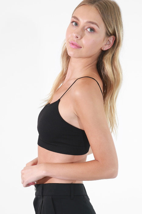 Custom Single Color Text Gemma Seamless Ribbed Skinny Strap Bralette