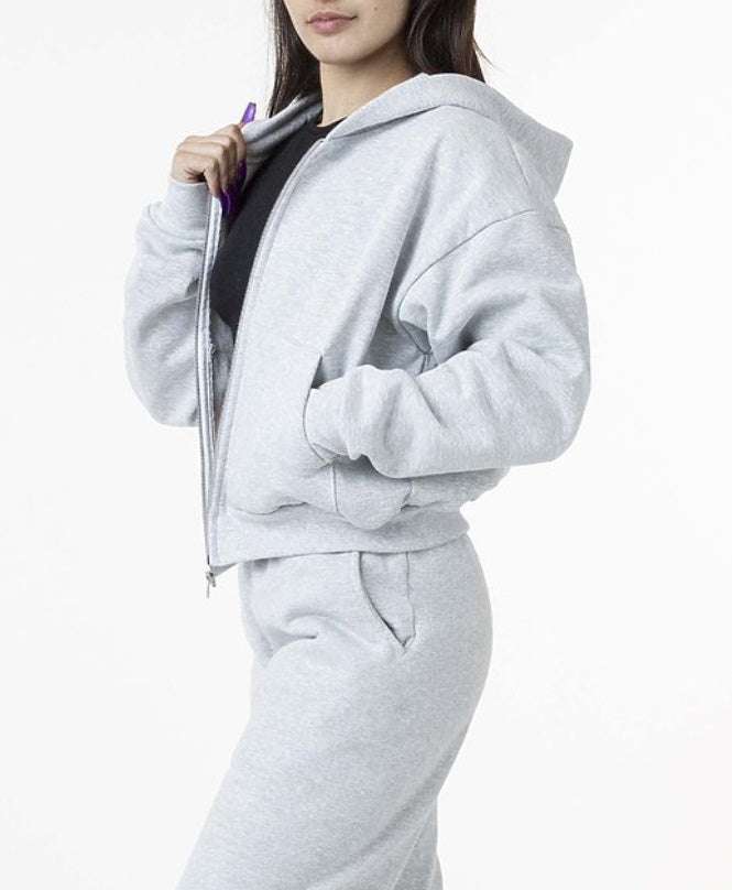 Custom Single Color Text Cropped Zip Up Hoodie (Available in 3 Colors)