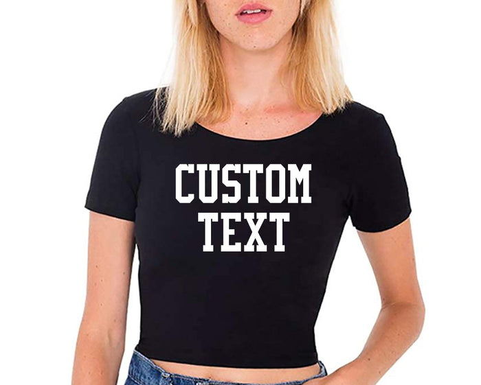 Custom Single Color Text Quinn Cotton Spandex Jersey Crop Tee