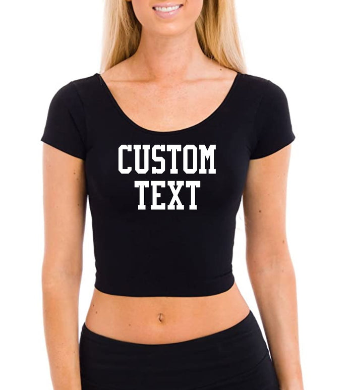Custom Single Color Text Marci Seamless Short Sleeve Crop Top (Available in 2 Colors)