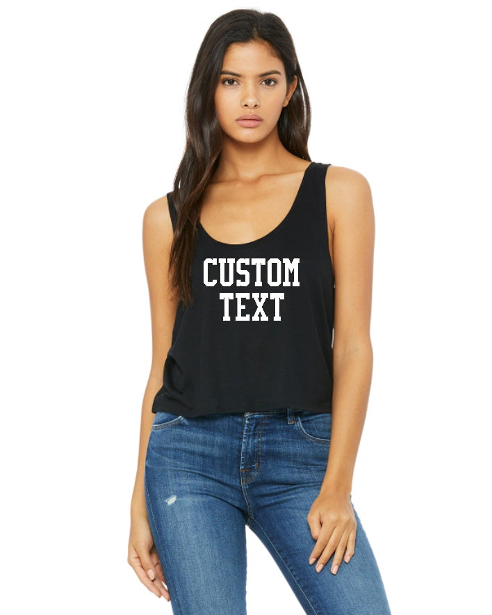Custom Single Color Text Flora Flowy Boxy Crop Tank Top