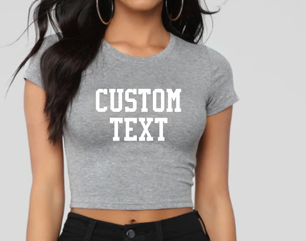 Custom Single Color Text Paige Cotton Spandex Crop Top (Available in 2 Colors)