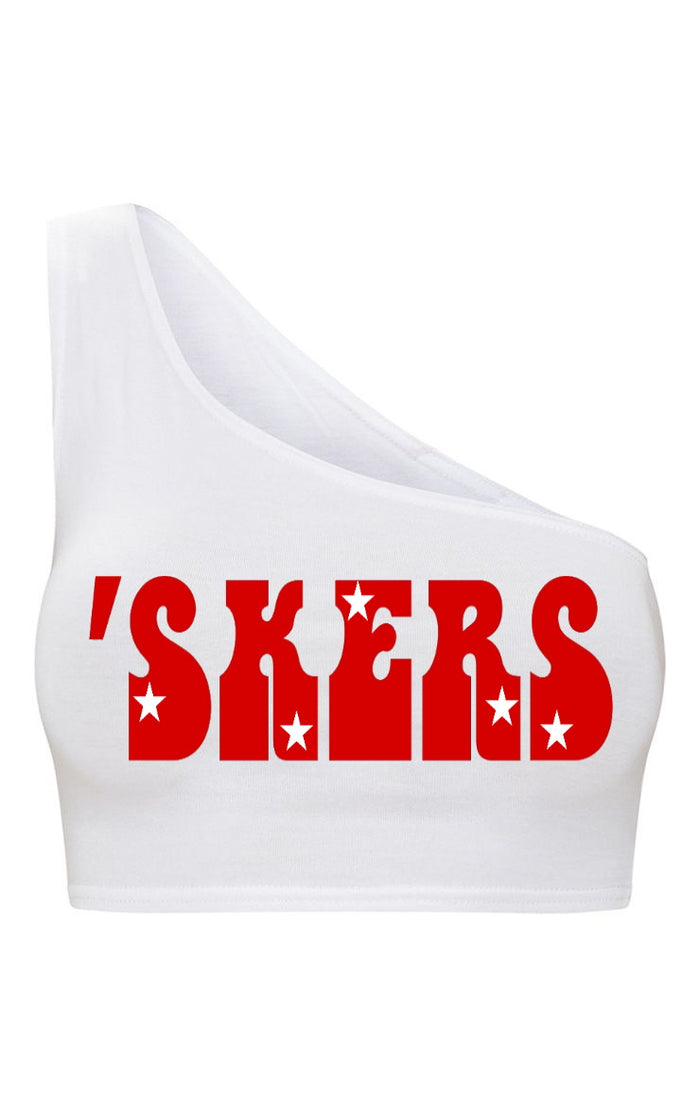 Stars One Shoulder Ribbed Crop Top (Available in Two Colors)