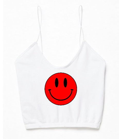 Smiley Seamless Skinny Strap Crop Top (Available in 3 Colors)