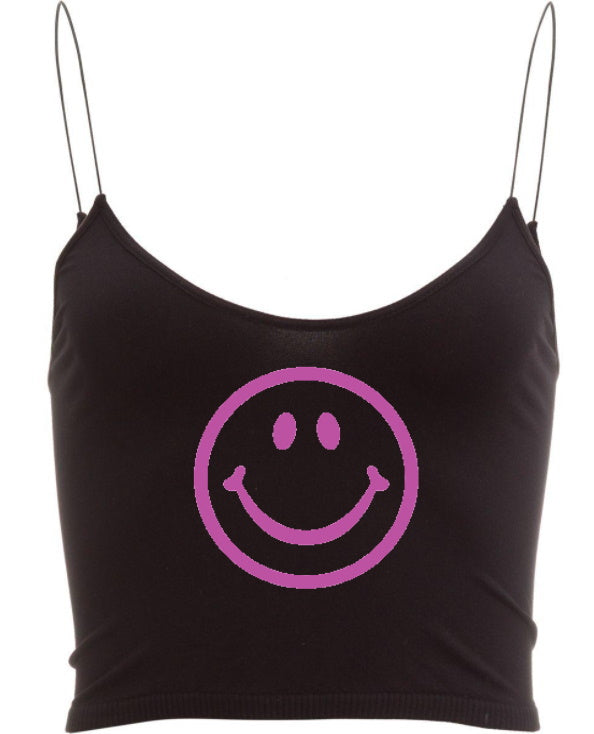 Happy Game Day Glitter Seamless Skinny Strap Crop Top (Available in 2 Colors)