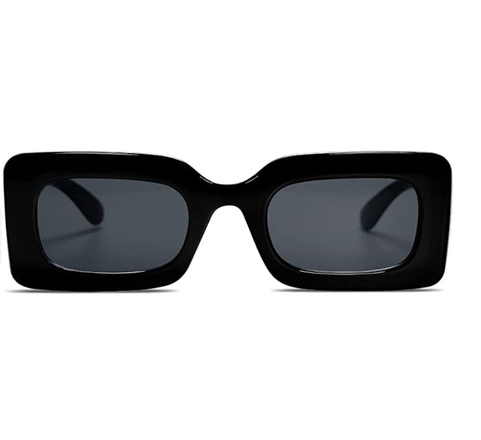 Black Chunky Rectangular Sunglasses