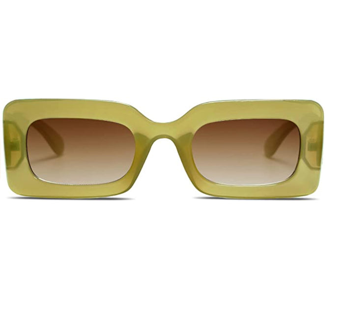 Green Chunky Rectangular Sunglasses