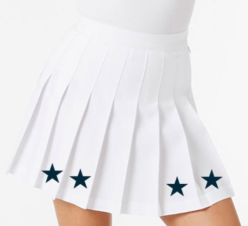 Navy Stars White Pleated Cheer Skirt