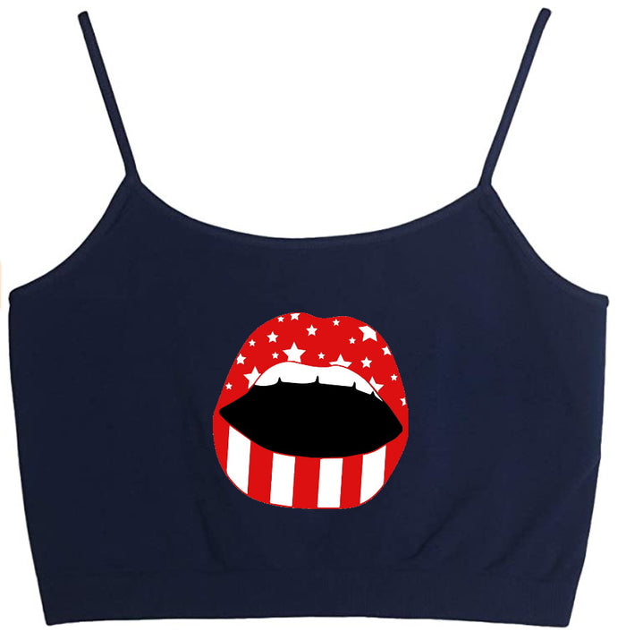 Stars and Stripes Seamless Crop Top (Available in 2 Colors)