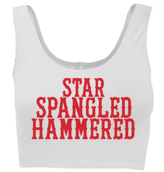 Star Spangled Hammered Tank Crop Top (Available in Two Colors)