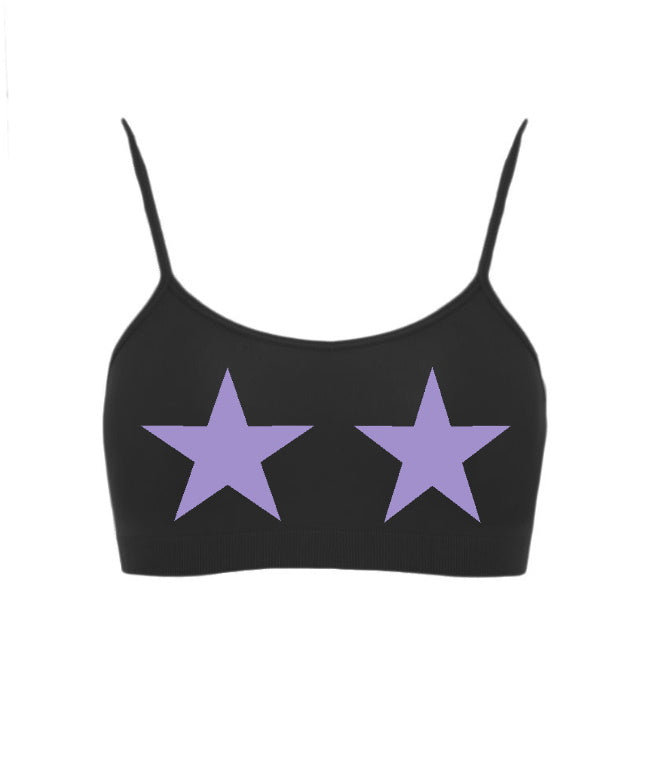 Stars Seamless Spaghetti Strap Super Crop Top (Available in 2 Colors)
