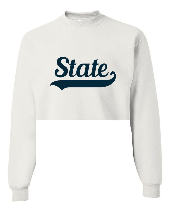 State Swag Raw Hem Cropped Crewneck
