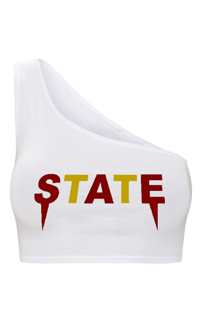 State Rocker One Shoulder Ribbed Crop Top (Available in Two Colors)