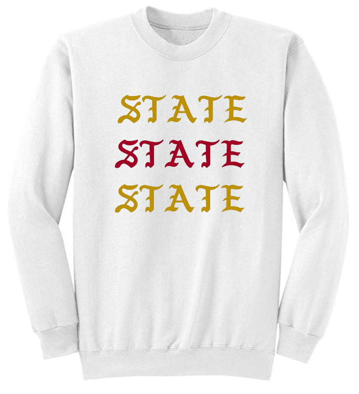 State State State Old English Crewneck (Available in 2 Colors)