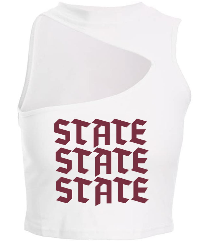 State State State Cut Out Ribbed Crop Top