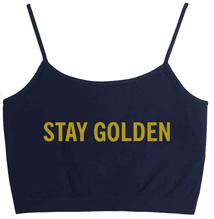 Stay Golden Navy Seamless Crop Top