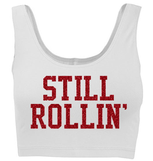 Still Rollin' Glitter Tank Crop Top (Available in 2 Colors)