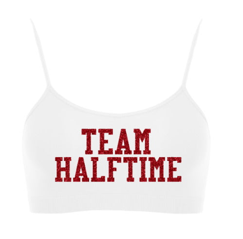 Team Halftime Glitter Seamless Spaghetti Strap Super Crop Top (Available in 2 Colors)