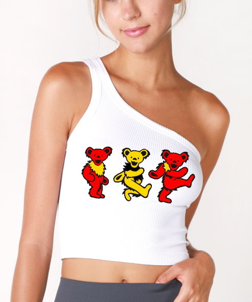 Game Day Teddies Seamless One Shoulder Ribbed Crop Top (Available in 2 Colors)