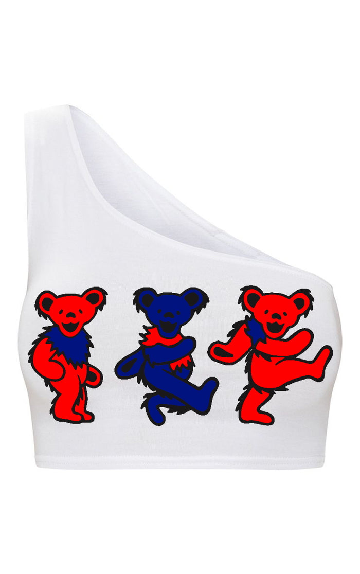 Teddies One Shoulder Ribbed Crop Top