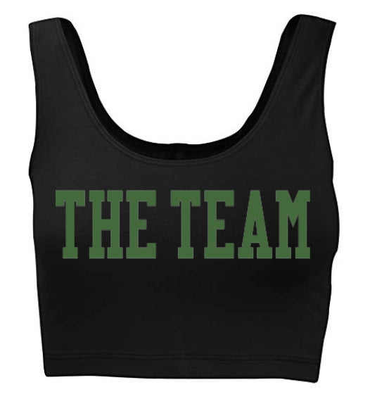 The Team Glitter Black Tank Crop Top