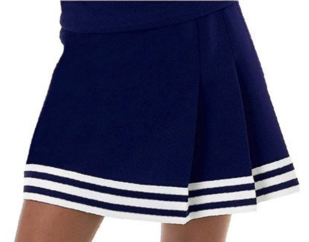 Navy & White Three Pleat Cheer Skirt