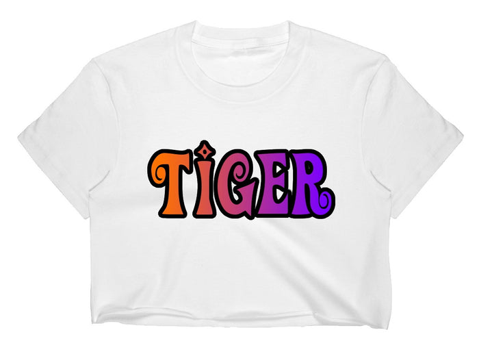 Groovy Tiger Raw Hem Cropped Tee (Available in 2 Colors)