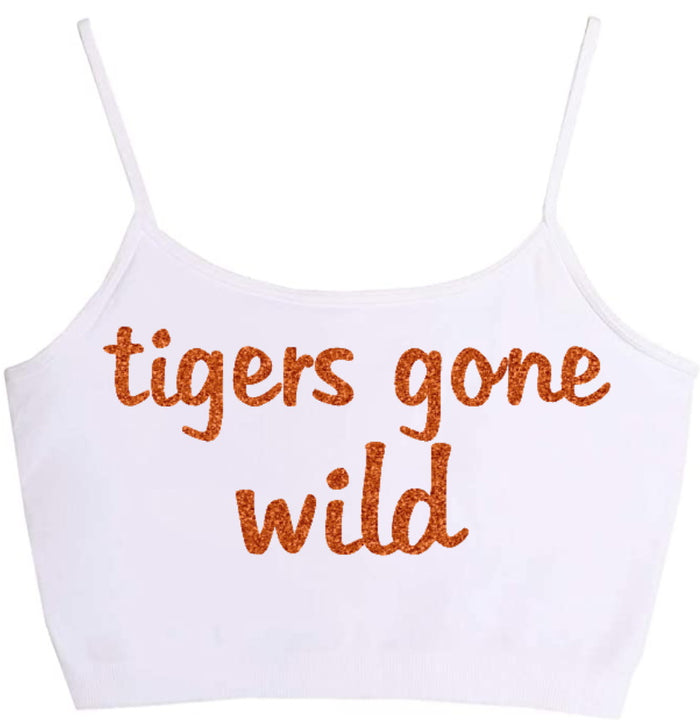 Tigers Gone Wild Glitter Seamless Crop Top (Available in 2 Colors)